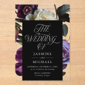 Invitations En Acrylique Moody Gothic Floral Mariage (Recto)