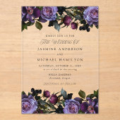 Invitations En Acrylique Moody Gothic Floral Mariage (Recto)