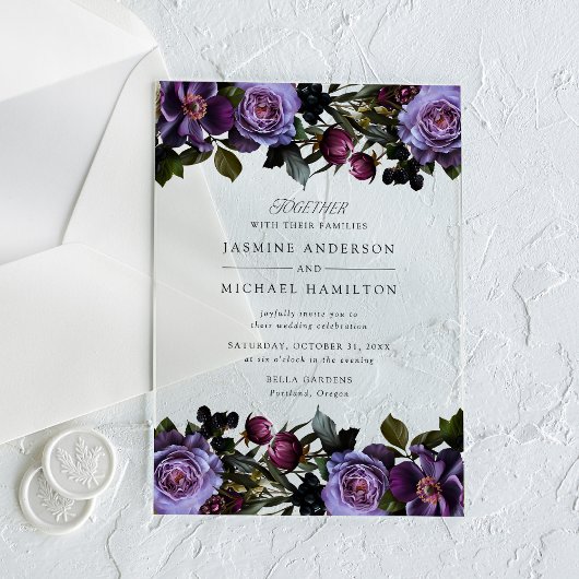 Invitations En Acrylique Moody Gothic Floral Mariage