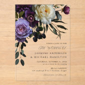 Invitations En Acrylique Moody Gothic Floral Mariage (Recto)