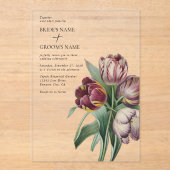Invitations En Acrylique Moody Watercolor Purple Tulips Mariage (Recto)
