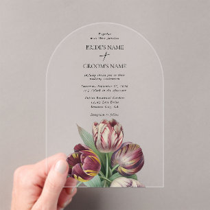 Invitations En Acrylique Moody Watercolor Purple Tulips Mariage Arche