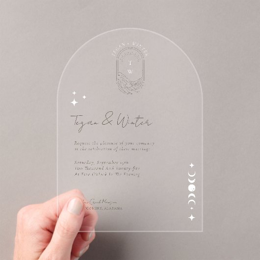 Invitations En Acrylique Moon céleste et Mariage d'arc étoilé (In situ (ordinateur de poche))