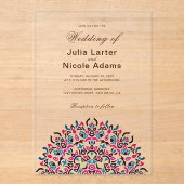 Invitations En Acrylique Moroccan Lattice Geometric Mandala Wedding (Recto)