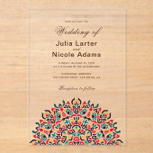 Invitations En Acrylique Moroccan Lattice Geometric Mandala Wedding (Recto)