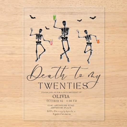 Invitations En Acrylique Mort à ma vingtaine Halloween 30e anniversaire (Recto)