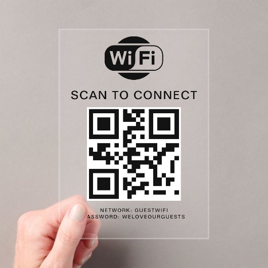 Invitations En Acrylique Mot de passe Wifi | Analyse du code QR pour se con (In situ (ordinateur de poche))