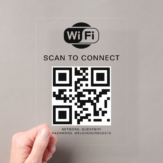 Invitations En Acrylique Mot de passe Wifi | Analyse du code QR pour se con (In situ (ordinateur de poche))