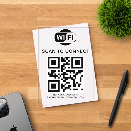 Invitations En Acrylique Mot de passe Wifi | Analyse du code QR pour se con (Insitu (Carte d'invitation))