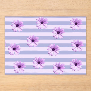 Invitations En Acrylique Motif à rayures pastel avec des marguerites
