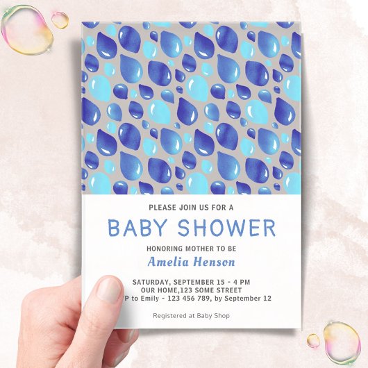 Invitations En Acrylique Motif Bleu  bébé Baby shower garçon