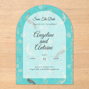 Invitations En Acrylique Motif de chinoiserie de luxe Secret d'Indochine