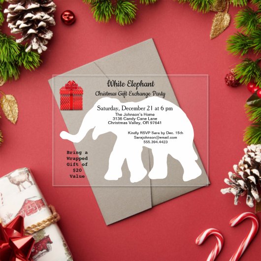 Invitations En Acrylique Motif Diamant de Noël Eléphant Blanc Retour (Insitu (vacances))