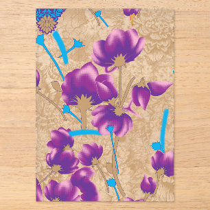Invitations En Acrylique Motif floral vibrant avec du violet et du bleu f