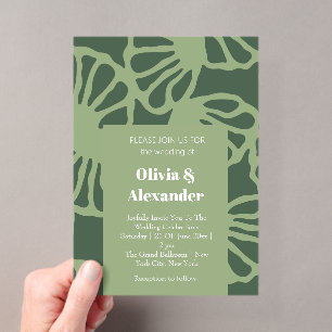 Invitations En Acrylique Motif sans couture de corail floral abstrait vert