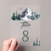 Invitations En Acrylique Mountain Winter Wedding Acrylic Table Number (In situ (ordinateur de poche))