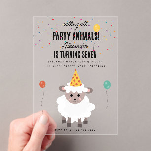 Invitations En Acrylique Moutons Agneaux Mignons Animaux de Fête d'Annivers