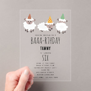 Invitations En Acrylique Moutons Agneaux Mignons Drôles Fête Fermière Anima