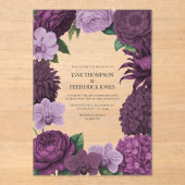 Invitations En Acrylique Mulberry Wine, Deep Fig & Dusty Lavender Wedding (Recto)
