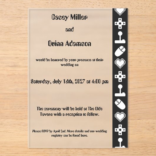 Invitations En Acrylique Multiplayer Mode in Black Acrylic Wedding (Recto)