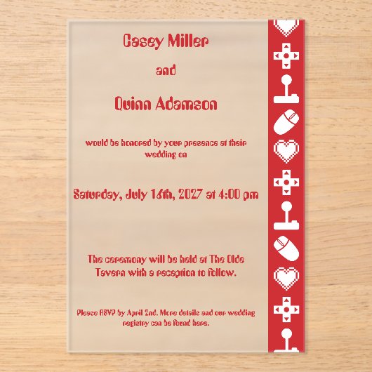 Invitations En Acrylique Multiplayer Mode in Cherry Acrylic Wedding (Recto)