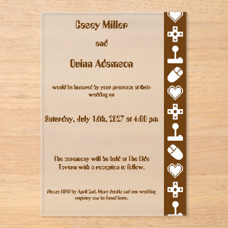 Invitations En Acrylique Multiplayer Mode in Chocolate Acrylic Wedding