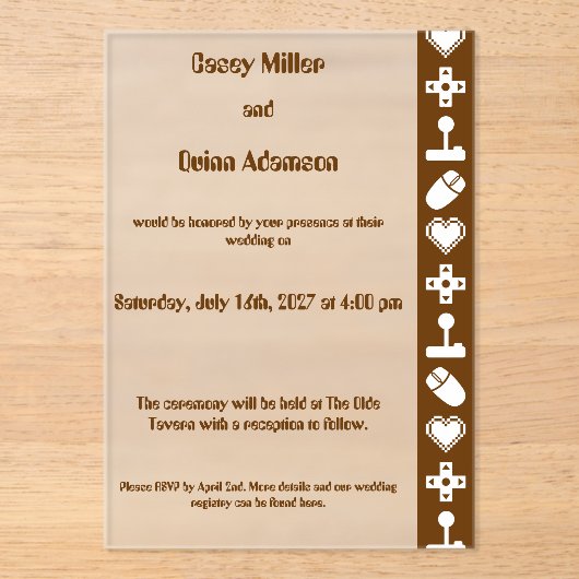 Invitations En Acrylique Multiplayer Mode in Chocolate Acrylic Wedding (Recto)