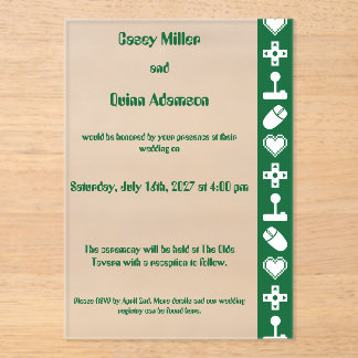 Invitations En Acrylique Multiplayer Mode in Green Acrylic Wedding