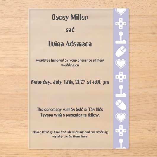 Invitations En Acrylique Multiplayer Mode in Lavender Acrylic Wedding (Recto)