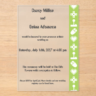 Invitations En Acrylique Multiplayer Mode in Peridot Acrylic Wedding