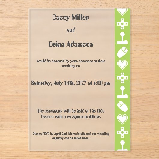 Invitations En Acrylique Multiplayer Mode in Peridot Acrylic Wedding (Recto)