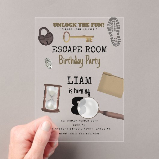 Invitations En Acrylique Mystery Kids Secret Agent Spy Détective Anniversai (In situ (ordinateur de poche))