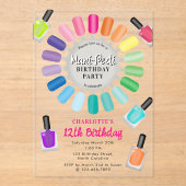 Invitations En Acrylique Nails Manicure Pedicure Mani Pedi Girls Birthday (Recto)