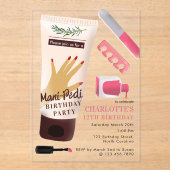 Invitations En Acrylique Nails Manicure Pedicure Mani Pedi Girls Birthday (Recto)