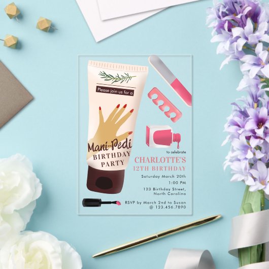 Invitations En Acrylique Nails Manicure Pedicure Mani Pedi Girls Birthday (Insitu (Mariage))