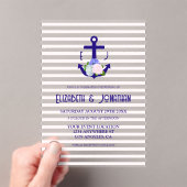 Invitations En Acrylique Nautical Floral Stripes Wedding (In situ (ordinateur de poche))