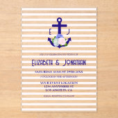 Invitations En Acrylique Nautical Floral Stripes Wedding (Recto)