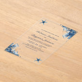 Invitations En Acrylique Nautical Navy Blue Starfish Wedding (Poser)
