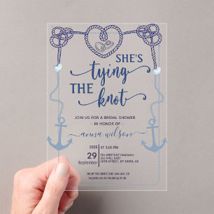 Invitations En Acrylique Nautique : Elle noue le nœud, fête de douche de ma