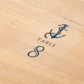 Invitations En Acrylique Navy Blue Anchor Wedding Acrylic Table Number (Poser)