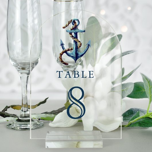 Invitations En Acrylique Navy Blue Anchor Wedding Acrylic Table Number