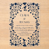 Invitations En Acrylique Navy Blue Mexican Fiesta (Recto)