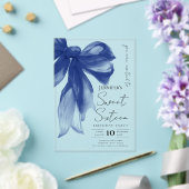 Invitations En Acrylique Navy Bow Coquette Script Sweet 16 Party (Insitu (Mariage))