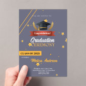 Invitations En Acrylique Navy Gold Class of 2025 Ceremony Invite (In situ (ordinateur de poche))