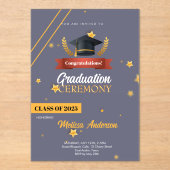 Invitations En Acrylique Navy Gold Class of 2025 Ceremony Invite (Recto)