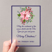 Invitations En Acrylique Navy Pink Green Poinsettia Frosted Christmas Card (In situ (ordinateur de poche))