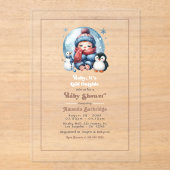 Invitations En Acrylique Neige d'hiver "Bébé, il fait froid dehors !" Baby  (Recto)