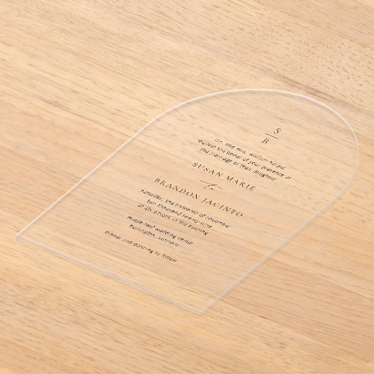 Invitations En Acrylique Nettoyer noir et blanc Monogramme Mariage moderne (Poser)