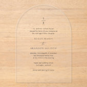 Invitations En Acrylique Nettoyer noir et blanc Monogramme Mariage moderne (Recto)