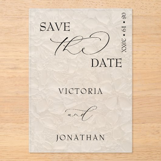 Invitations En Acrylique Nettoyer Simple Enregistrer La Date (Recto)
